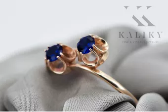 Vintage Biżuteria Pierścionek Szafir Oryginalny wyrób Vintage 14k z różowego złota vrc266r